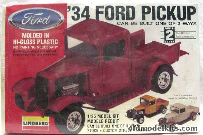 Lindberg 1/25 1934 Ford Pickup Truck - Stock / Custom Street / Racing, 72155 plastic model kit